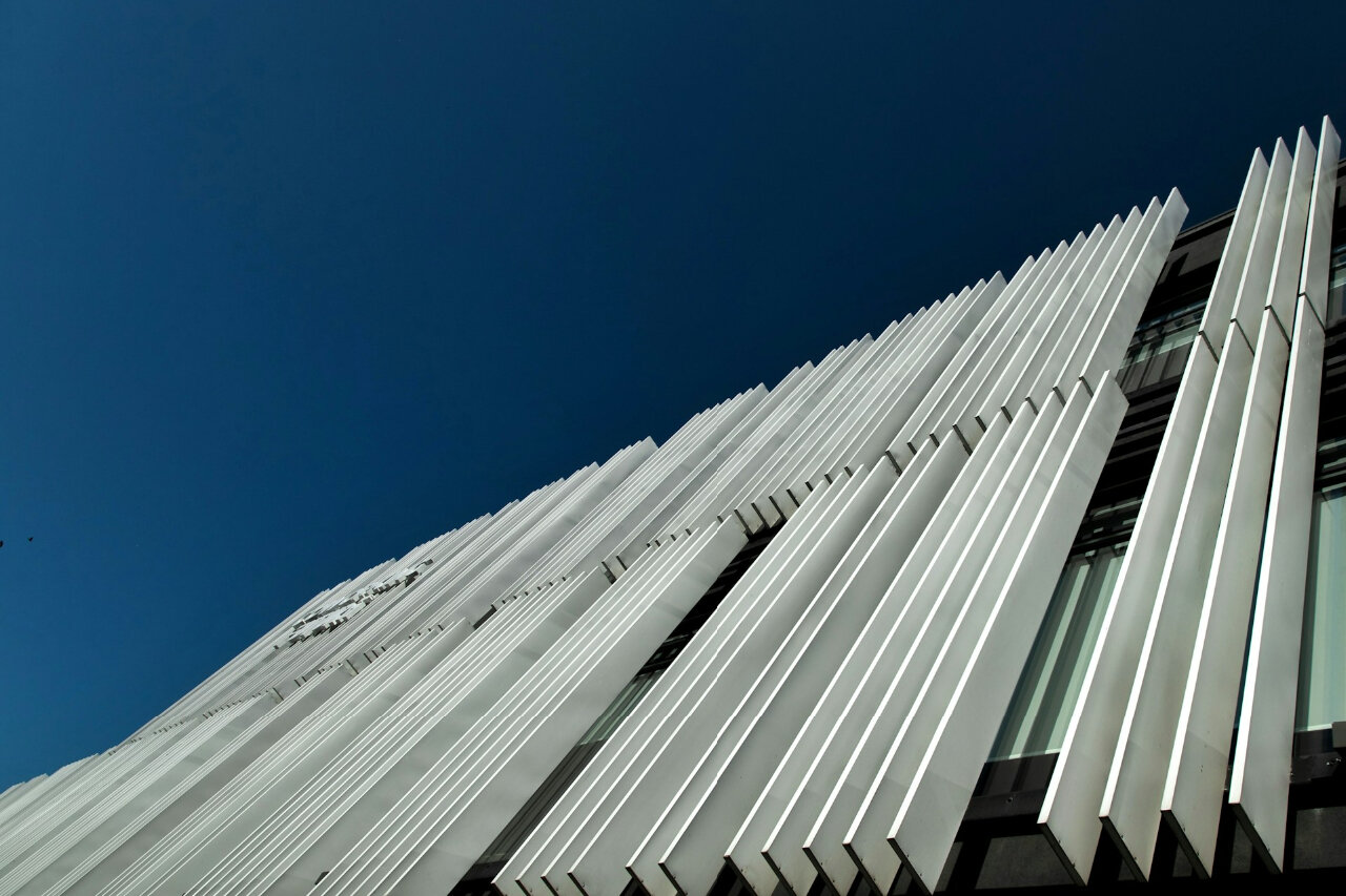 Laser cutting on modern roof panels example